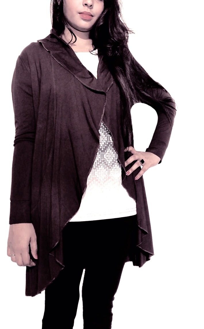 Brown open cardigan