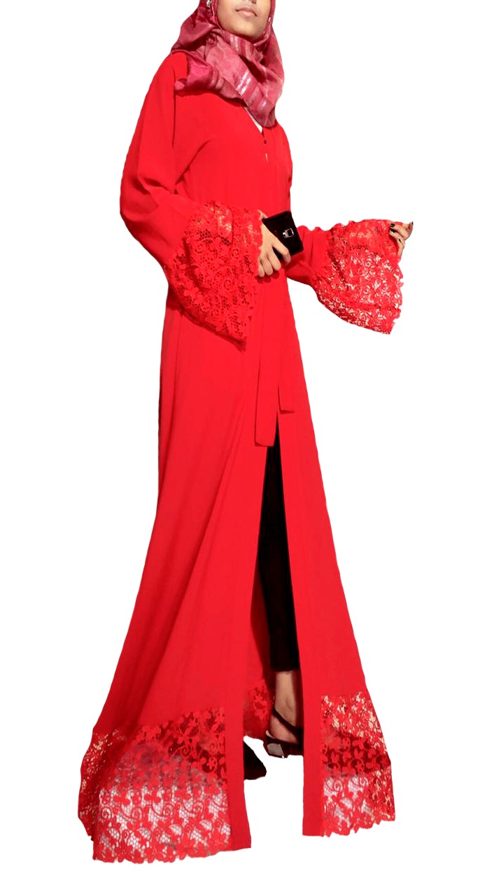 RED LACE ABAYA